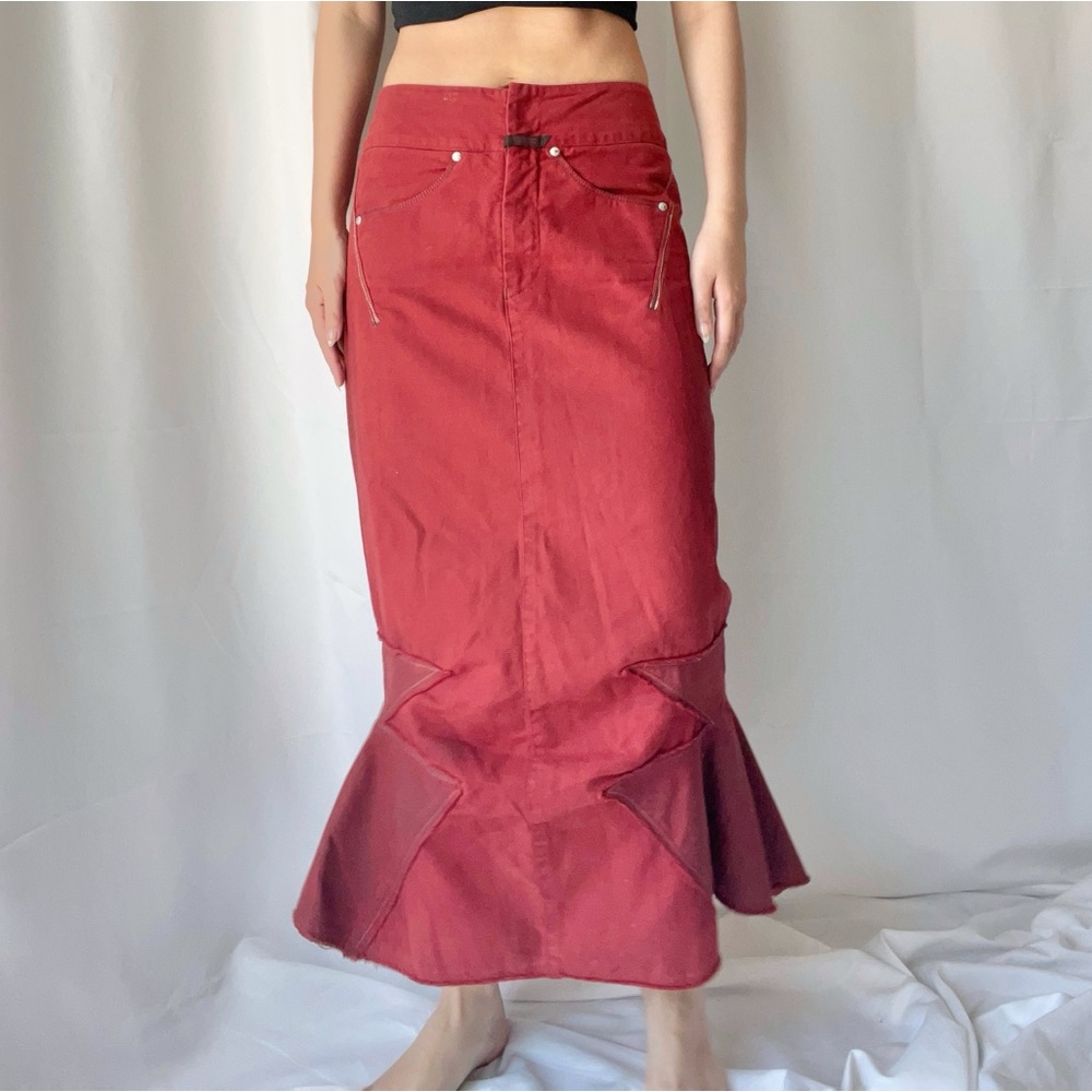 Interfashion Spa Italian Maxi Vintage Skirt in Dark Red